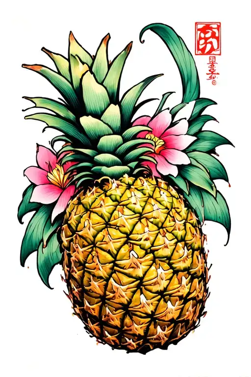 upside down pineapple tattoo design idea