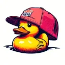 rubber duck wearing a SnapBack, with the brim of the hat backwards, 420 tattoo design idea