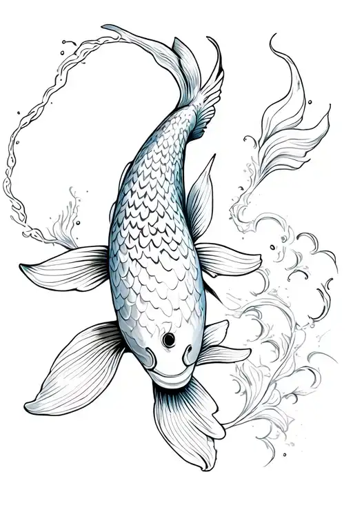 stipple tattoo of a koi fish in color, 2 inches  tattoo design idea