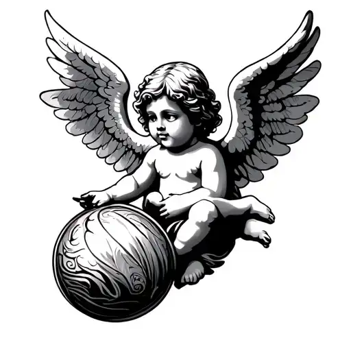 cherub angel with a yoyo tattoo design idea