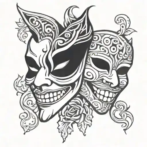 chicano smile now cry later mask tattoo design idea