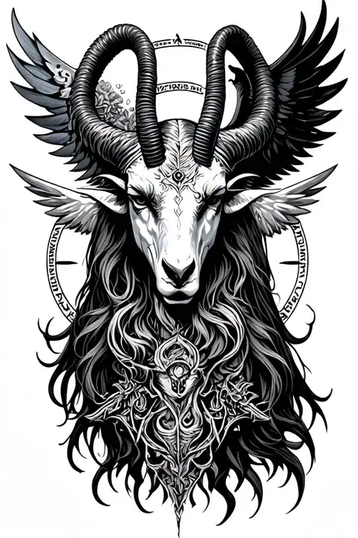 arcangel uriel with capricorn zodiac sign tattoo design idea
