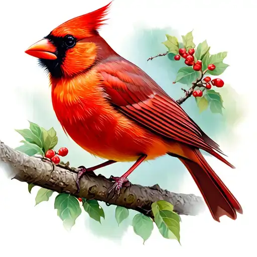 Cardinal bird perched tattoo design idea