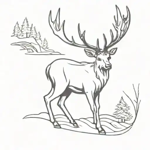 A minimalist silhouette of a deer with a crossbow, symbolizing the passion for hunting and faith in God tattoo design idea