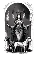 goddess Hecate with torches and dogs tattoo design idea