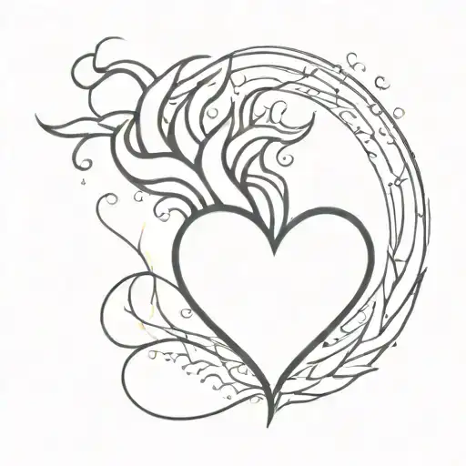 heart on fire tattoo design idea