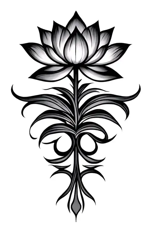 unalome symbol with lotus tattoo design idea
