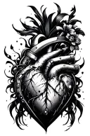 cyber emo half heart tattoo design idea