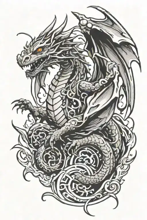 dragon flying tattoo design idea