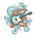 surf guitar tattoo design idea