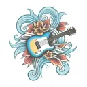 surf guitar tattoo design idea