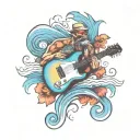 surf guitar tattoo design idea