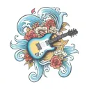 surf guitar tattoo design idea