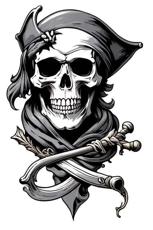 pirate skull face tattoo design idea
