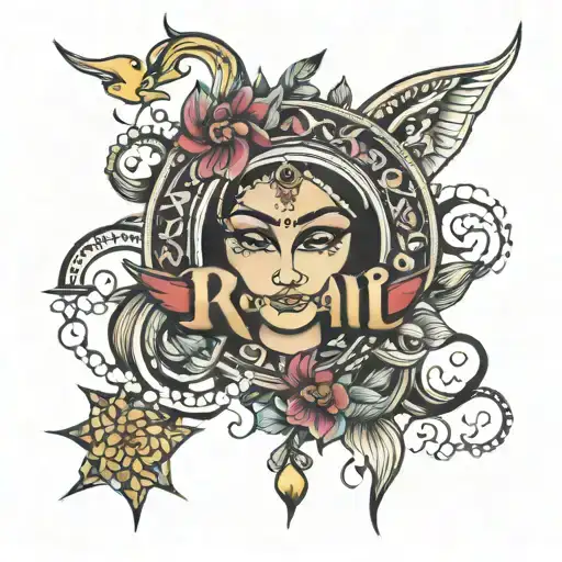 Rani is my girl friend's name & karma of life intertwined tattoo design idea