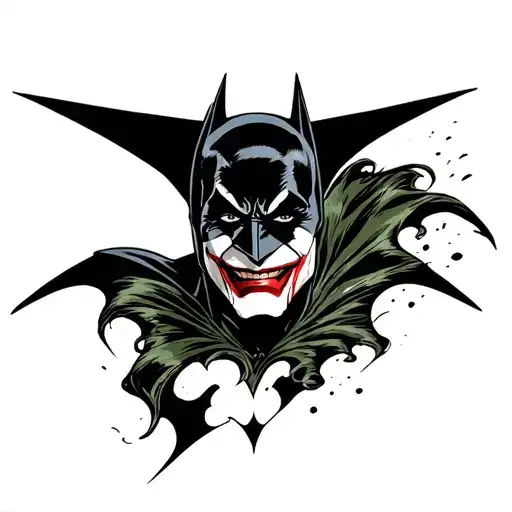 batman logo with joker haha tattoo design idea