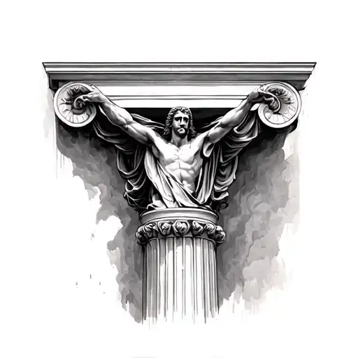 Leonardo da Vinci, roman column, pink floyd tattoo design idea