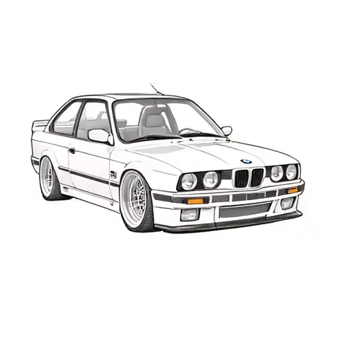 an orange bmw e30 tattoo design idea