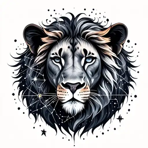 cancer & leo constellation stars shining tattoo design idea