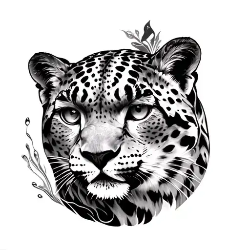 snow leopard with water elements incorporated tattoo design idea