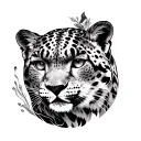 snow leopard with water elements incorporated tattoo design idea