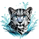 snow leopard with water elements incorporated tattoo design idea
