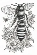 bee mountains tattoo design idea