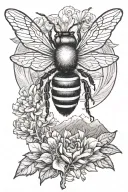 bee mountains tattoo design idea
