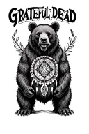 Grateful Dead bears with native medicine wheels tattoo design idea