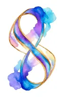 infinity loop gold with spectrum colors incorporated tattoo design idea