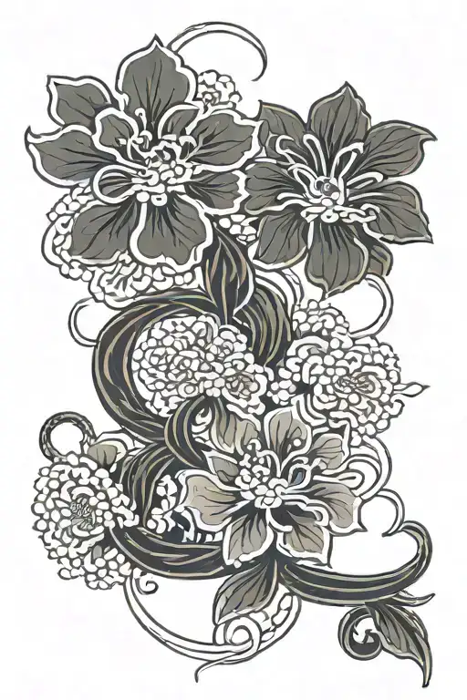somoan flower intertwined tattoo design idea