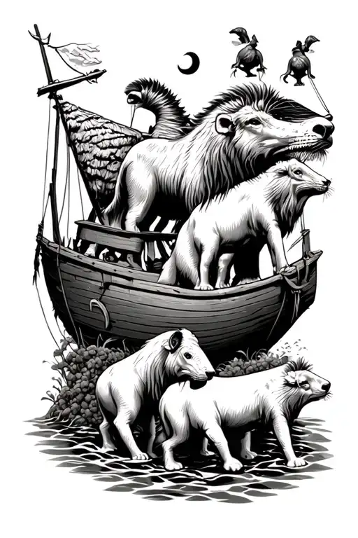 Noah's ark animals tattoo design idea