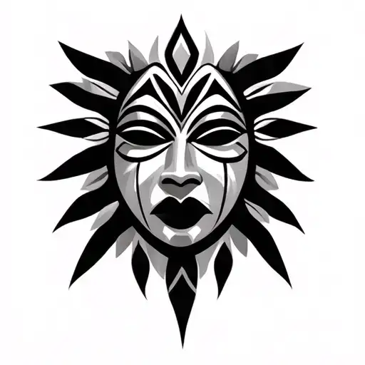 Tribal African Mask tattoo design idea