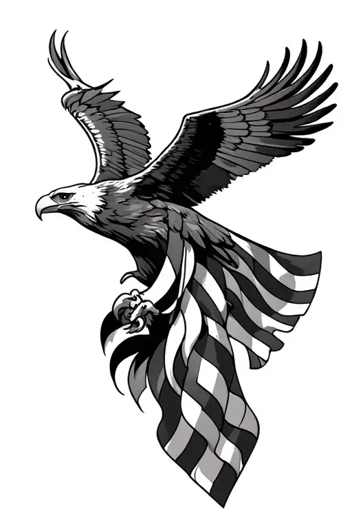 patriotic eagle and American flag intertwined sleeve tattoo design idea