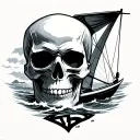 skull + windsurf + superman tattoo design idea