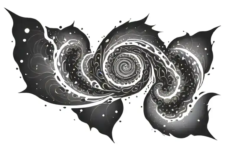 black spiral galaxy, white background tattoo design idea