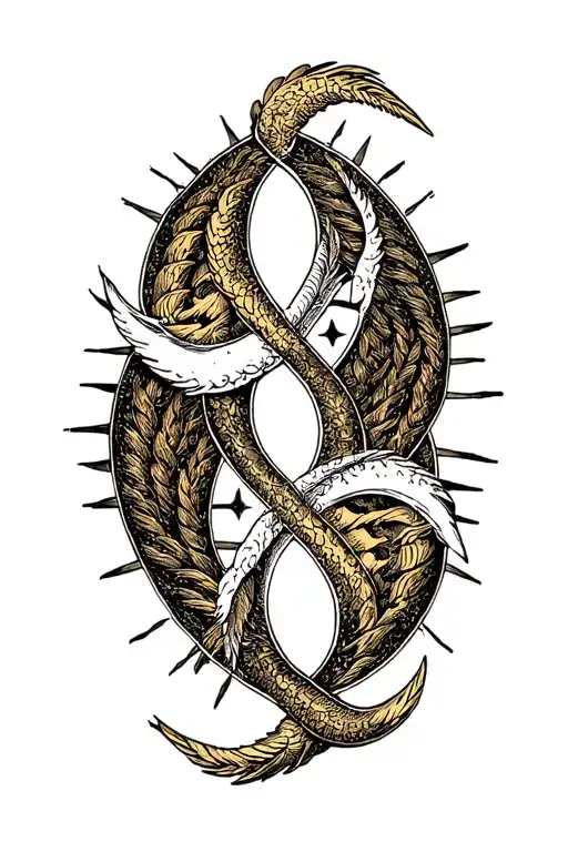 Virgo Sagittarius Gemini Pisces symbol intertwined tattoo design idea