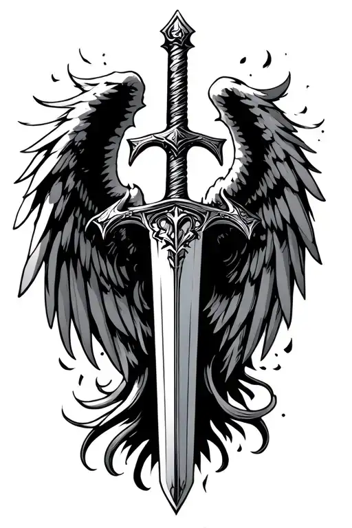 saint Michael archangel sword tattoo design idea