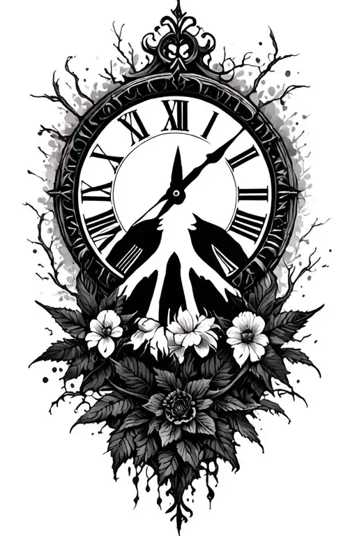 peace and lightining storm and time and nature tattoo design idea