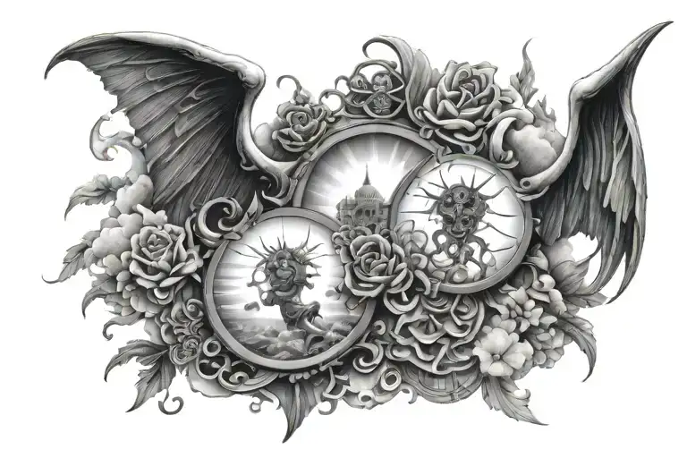 heaven vs hell tattoo design idea