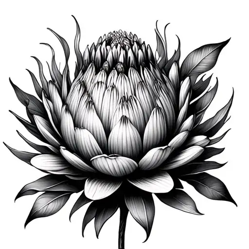 Everlasting flower with king protea and queen flower subtle with the tattoo design tattoo design idea