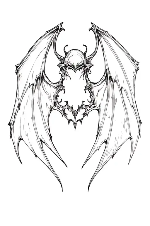bat wings gothic, cybersigilism back tattoo tattoo design idea