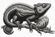 chameleon with long tail tattoo design idea