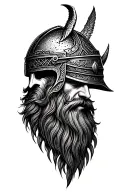 Viking beard Valhalla helmet wings tattoo design idea