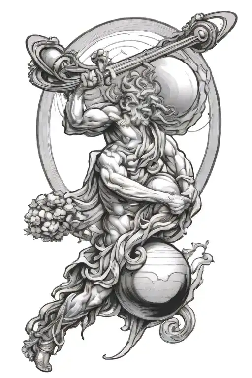 Uranus in the nature of Saturn tattoo design idea