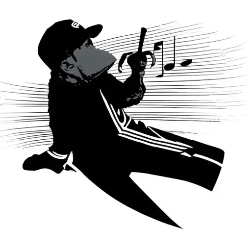 Caucasion  Rapper silhouette with sound waves forming the shape tattoo design idea