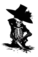 skeleton that keep his guard up with knife in right hand tattoo design idea