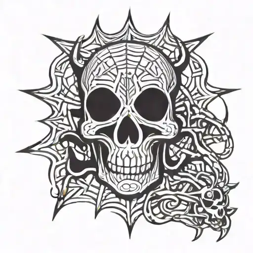 spider withe skull tattoo design idea