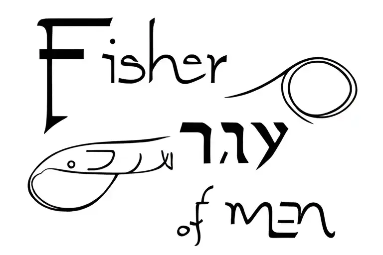 "Fisher of men" hebrew letters fisher of men with a ichthus fish tattoo design idea