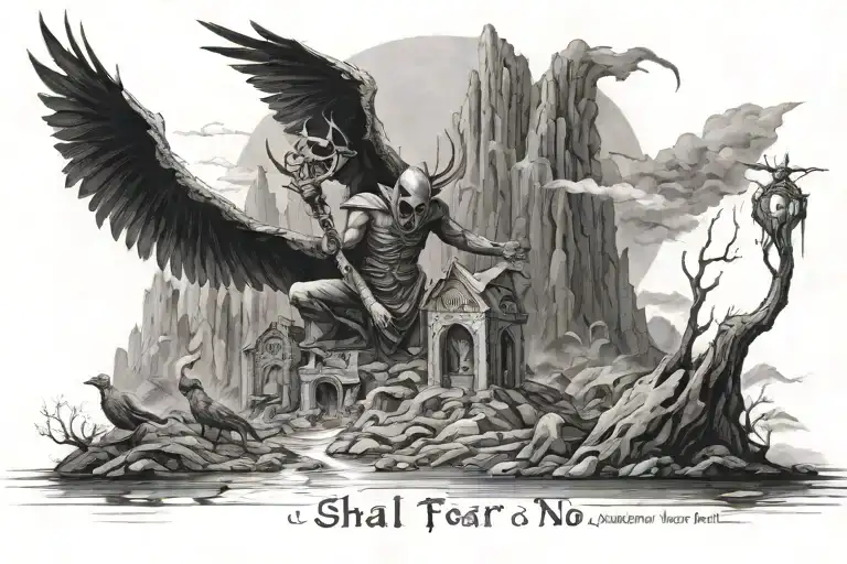 I shall fear no man, but God though I walk through the valley of death tattoo design idea